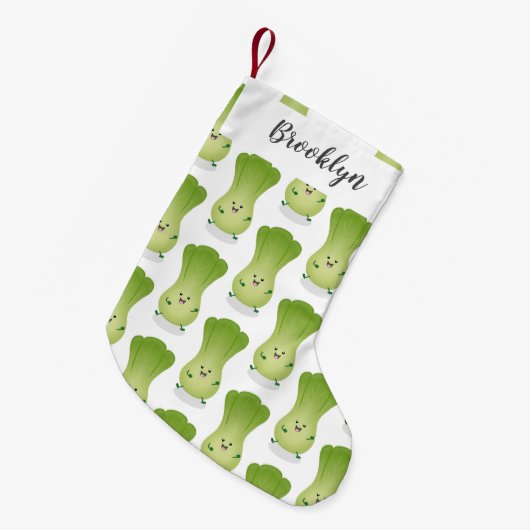 Cute baby bok choy cartoon illustratie kleine kerstsok (Voorkant (Hangend))