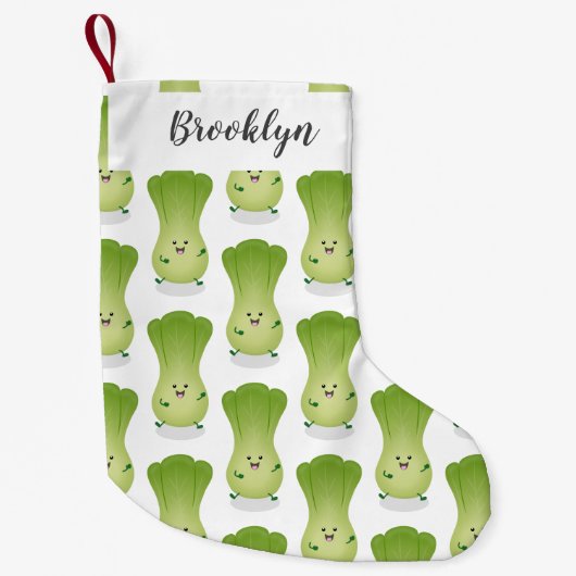 Cute baby bok choy cartoon illustratie kleine kerstsok (Voorkant)
