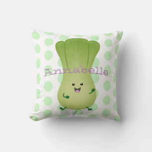 Cute baby bok choy cartoon illustratie kussen