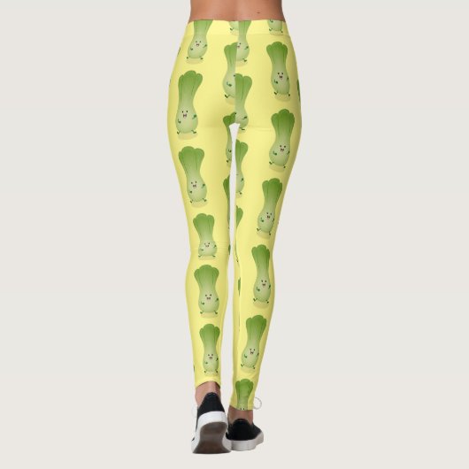 Cute baby bok choy cartoon illustratie leggings (Achterkant)