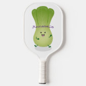 Cute baby bok choy cartoon illustratie pickleball paddle (Achterkant)