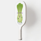 Cute baby bok choy cartoon illustratie pickleball paddle (Links)