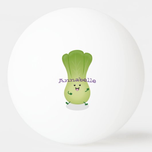 Cute baby bok choy cartoon illustratie pingpongbal (Voorkant)