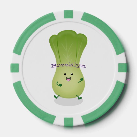 Cute baby bok choy cartoon illustratie poker chips (Voorkant)