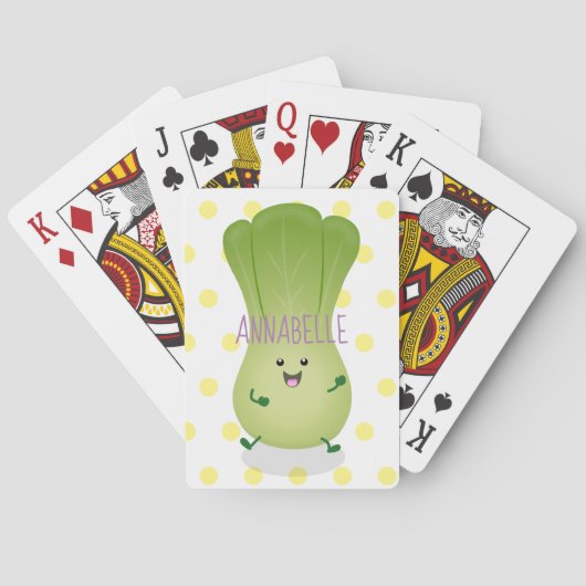 Cute baby bok choy cartoon illustratie pokerkaarten (Achterkant)