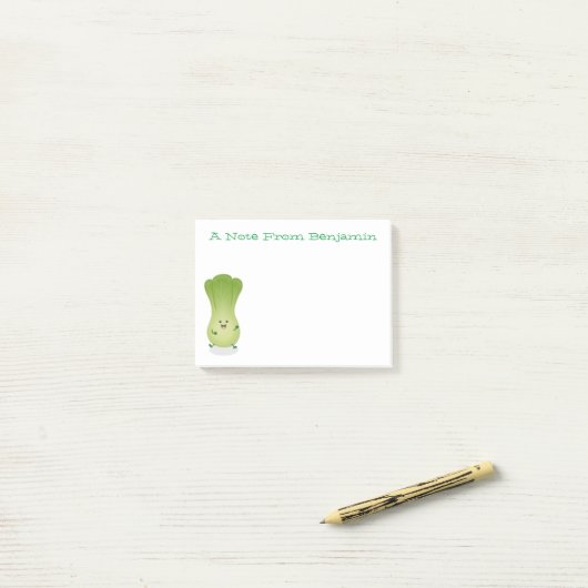 Cute baby bok choy cartoon illustratie post-it® notes (Op bureau)