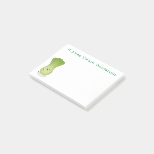 Cute baby bok choy cartoon illustratie post-it® notes (Schuin)