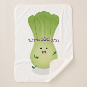 Cute baby bok choy cartoon illustratie sherpa deken