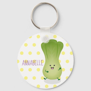 Cute baby bok choy cartoon illustratie sleutelhanger