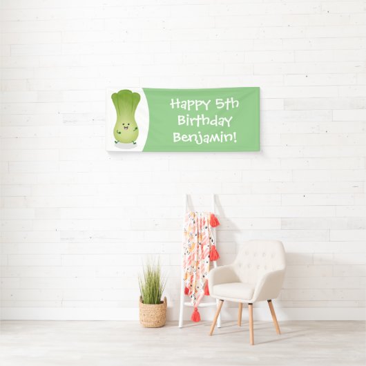 Cute baby bok choy cartoon illustratie spandoek (Insitu)