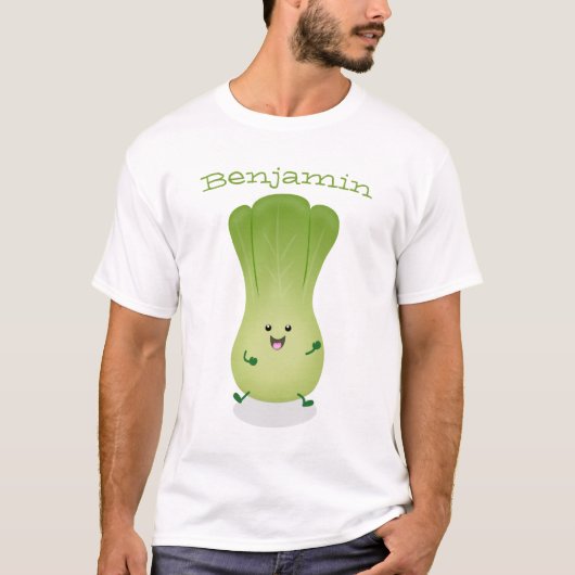 Cute baby bok choy cartoon illustratie t-shirt (Voorkant)