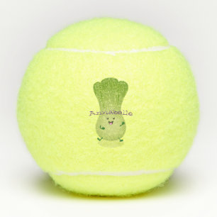 Cute baby bok choy cartoon illustratie tennisballen