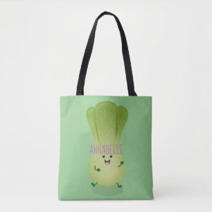 Cute baby bok choy cartoon illustratie tote bag