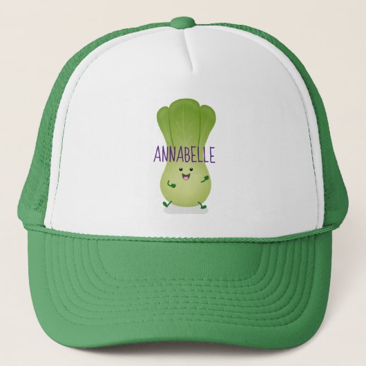 Cute baby bok choy cartoon illustratie trucker pet (Voorkant)