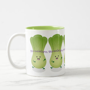 Cute baby bok choy cartoon illustratie tweekleurige koffiemok