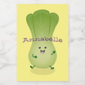 Cute baby bok choy cartoon illustratie voedselcontainer etiket (Enkel label)