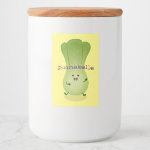 Cute baby bok choy cartoon illustratie voedselcontainer etiket