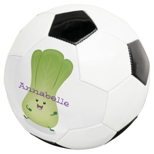 Cute baby bok choy cartoon illustratie voetbal (Drie kwart)