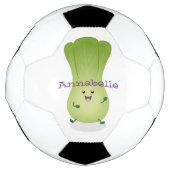 Cute baby bok choy cartoon illustratie voetbal (Voorkant)
