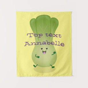 Cute baby bok choy cartoon illustratie wandkleed