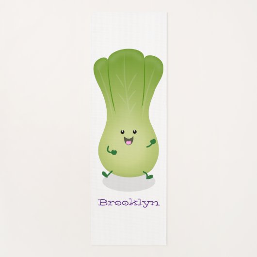 Cute baby bok choy cartoon illustratie yogamat (Voorkant)