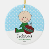 Cute Baby Boy 1 Kerstmis op maat Keramisch Ornament (Voorkant)