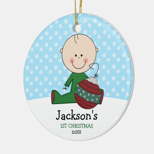 Cute Baby Boy 1 Kerstmis op maat Keramisch Ornament (Links)