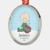 Cute Baby Boy 1 Kerstmis op maat Metalen Ornament (Links)