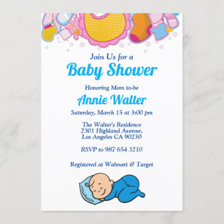 Cute Baby Boy Baby shower Kaart
