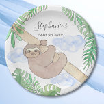 Cute Baby Boy Baby shower Papieren Bordje<br><div class="desc">Cute Baby Boy Baby shower Paper Bord. Dit leuke baby shower papier bord bevat een zoete glimlende baby die uit een tak hangt, met groene waterverf oerwoud bladeren en blauwe wolken. Al tekst is klantgericht. Er zijn passende luiers in mijn winkel. Omdat we ons eigen kunstwerk creëer, zal je dit...</div>