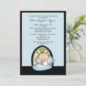 Cute Baby Boy Baptism Christening Inture Kaart (Staand voorkant)