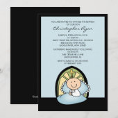 Cute Baby Boy Baptism Christening Inture Kaart (Voorkant / Achterkant)