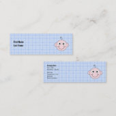 Cute Baby Boy. Blauwe achtergrond controle. Mini Visitekaartje (Voorkant / Achterkant)