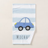 Cute Baby Boy Blue Car Vehicle & Name Bad Handdoek (Handdoek)