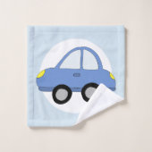 Cute Baby Boy Blue Car Vehicle & Name Bad Handdoek (Wasdoekje)