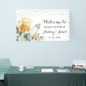 Cute Baby Boy breekt Blauw Baby shower Achtergrond Spandoek (Beurs)