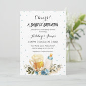 Cute Baby Boy breekt blauw Baby shower op de borst Kaart (Staand voorkant)