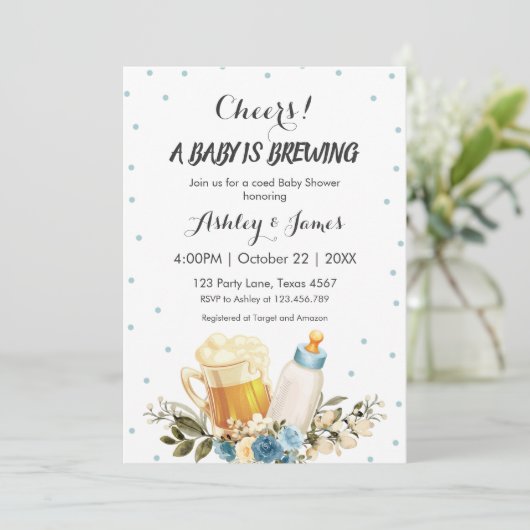 Cute Baby Boy breekt blauw Baby shower op de borst Kaart (Staand voorkant)