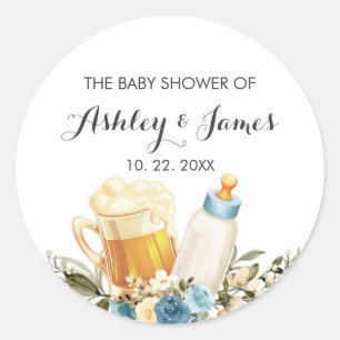 Cute Baby Boy breekt blauw Baby shower op de borst Ronde Sticker