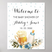 Cute Baby Boy Breekt Blue Baby shower Welcome Poster (Voorkant)