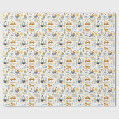 Cute Baby Boy Car en Speelgoed Pattern met naam Cadeaupapier (Vlak)