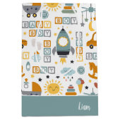 Cute Baby Boy Car Speelgoed Pattern and Name Baby  Medium Cadeauzakje (Voorkant)