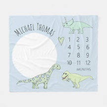 Cute Baby Boy Dinosaur Cartoon met Naam Milestone