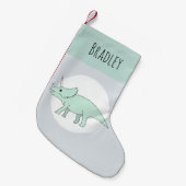 Cute Baby Boy Doodle Dinosaur en naam Kleine Kerstsok (Voorkant (Hangend))