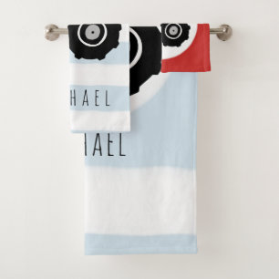 Cute Baby Boy Doodle Red Boerderij Tractor met naa Bad Handdoek