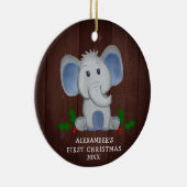 Cute Baby Boy Elephant First kerstfoto Keramisch Ornament (Rechts)