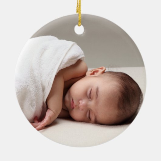 Cute Baby Boy Elephant First kerstfoto Keramisch Ornament (Achterkant)