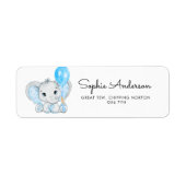 Cute Baby Boy Elephant with Ballon Address Etiket (Voorkant)