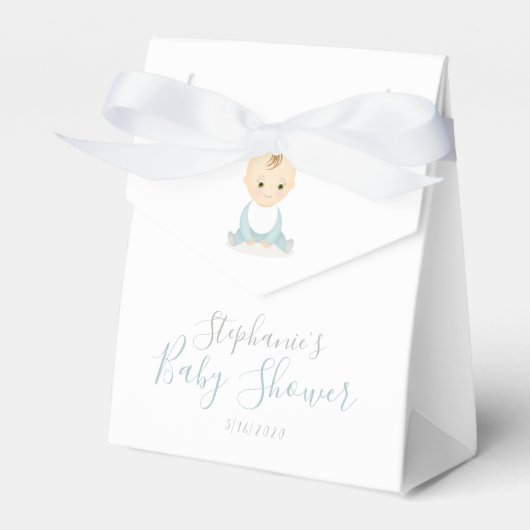 Cute Baby Boy en zijn mobiel Baby shower Bedankdoosjes (Voorkant Zijde)