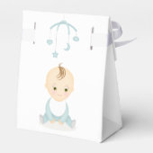 Cute Baby Boy en zijn mobiel Baby shower Bedankdoosjes (Achterkant)